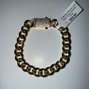 New 10mm Box Monaco Lock Miami Cuban 7” Gold Braclet